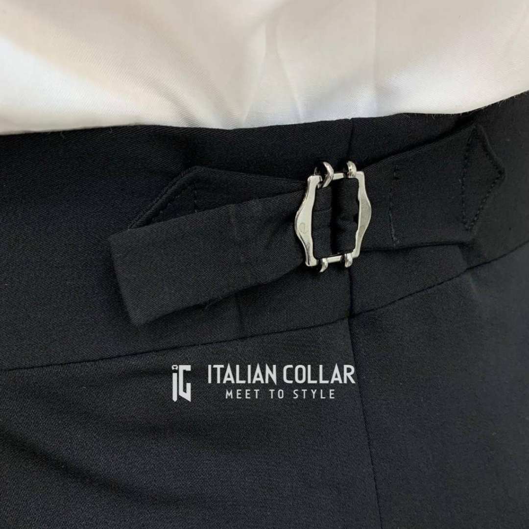 Black Double Buckle Gurkha Pants By Italian Collar