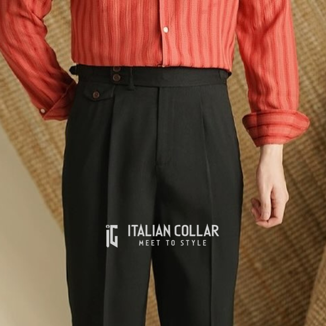 Black Flap Signature Gurkha Pants By Italian Collar