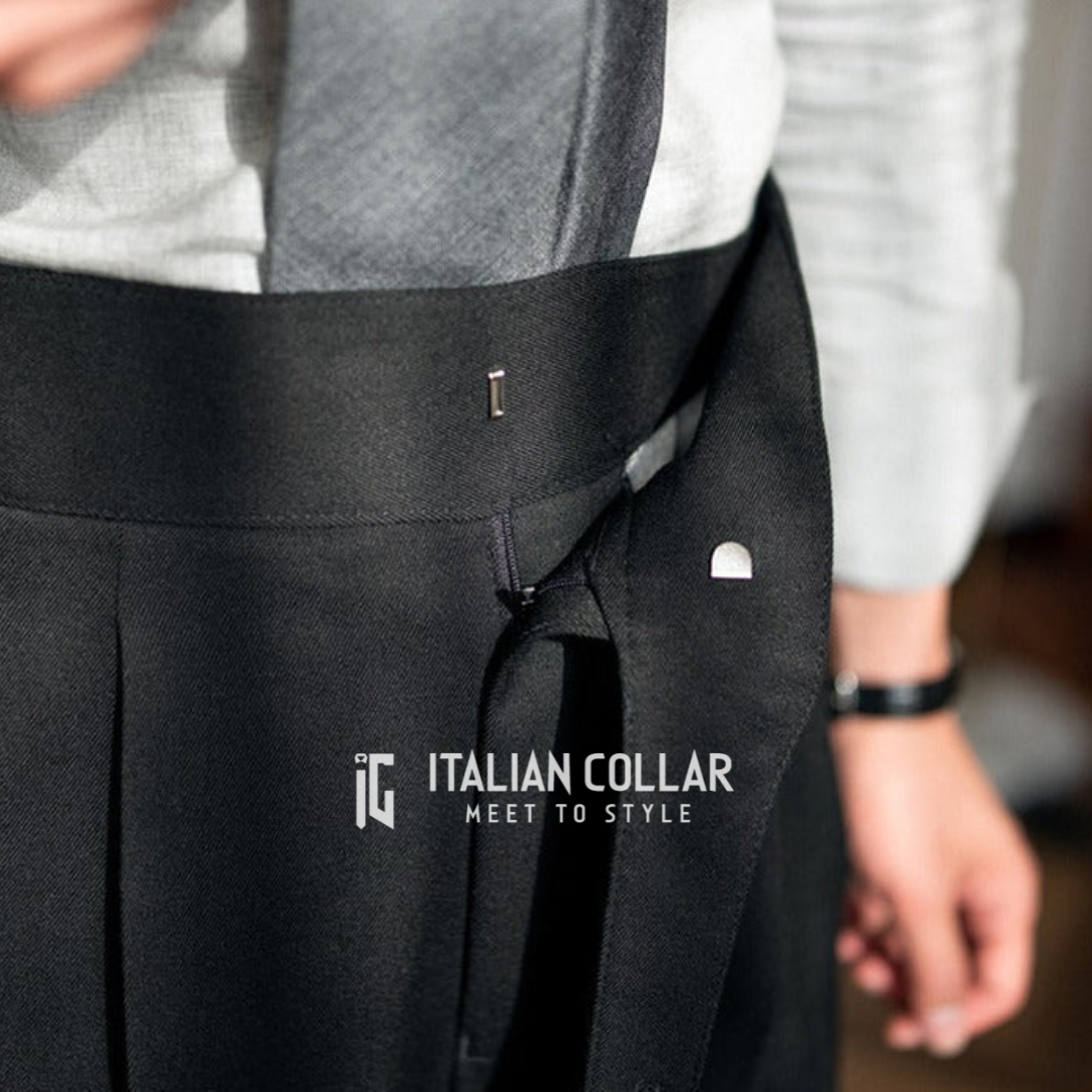 Black Classic Buckle Gurkha Pants By Italian Collar