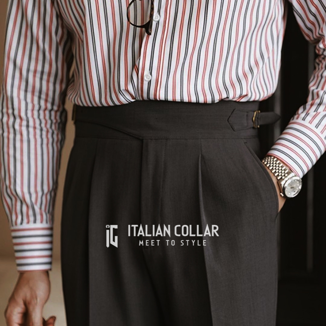 Black Italian Exotic Gurkha Pants By Italian Collar