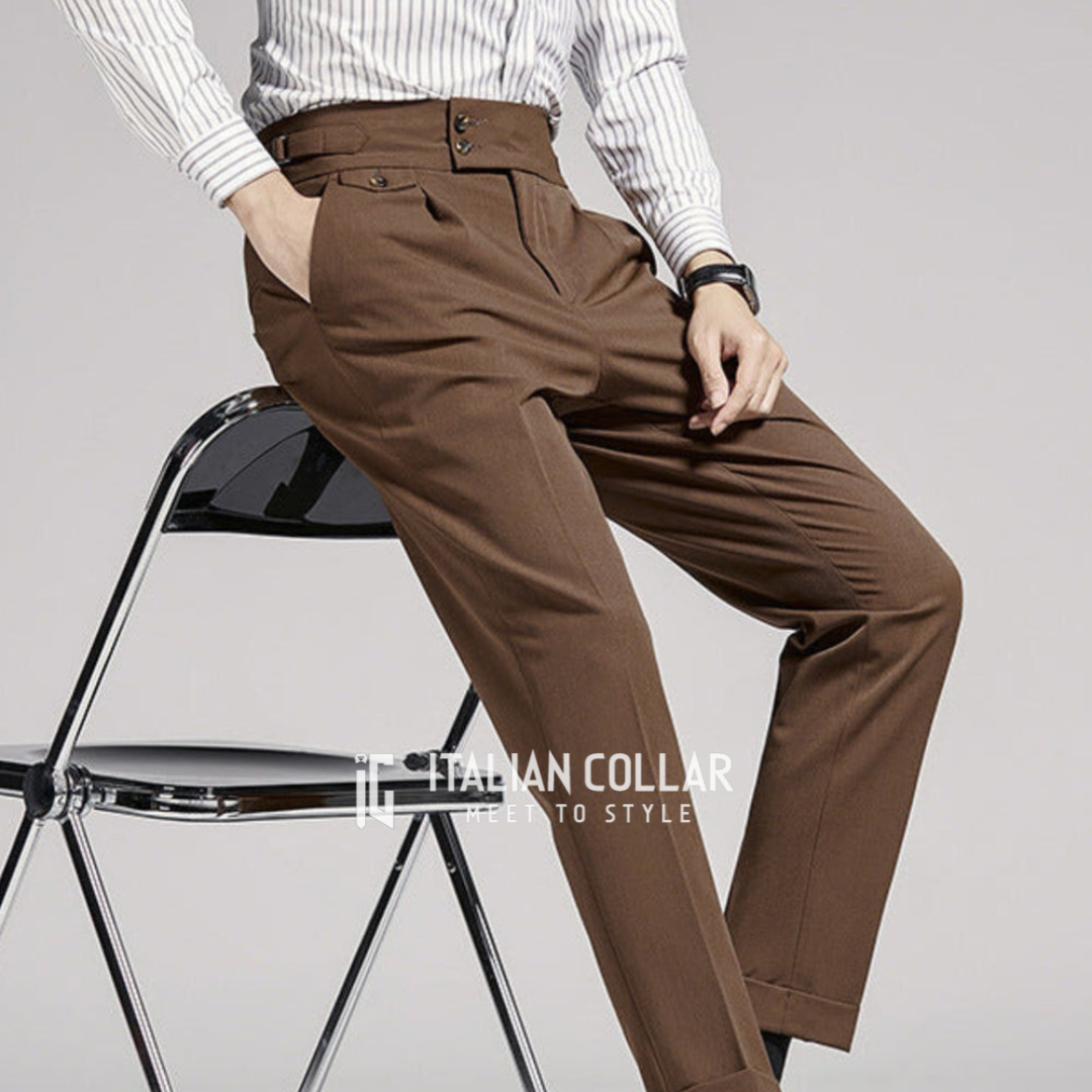Coffee Flap Signature Gurkha Pants By Italian Collar