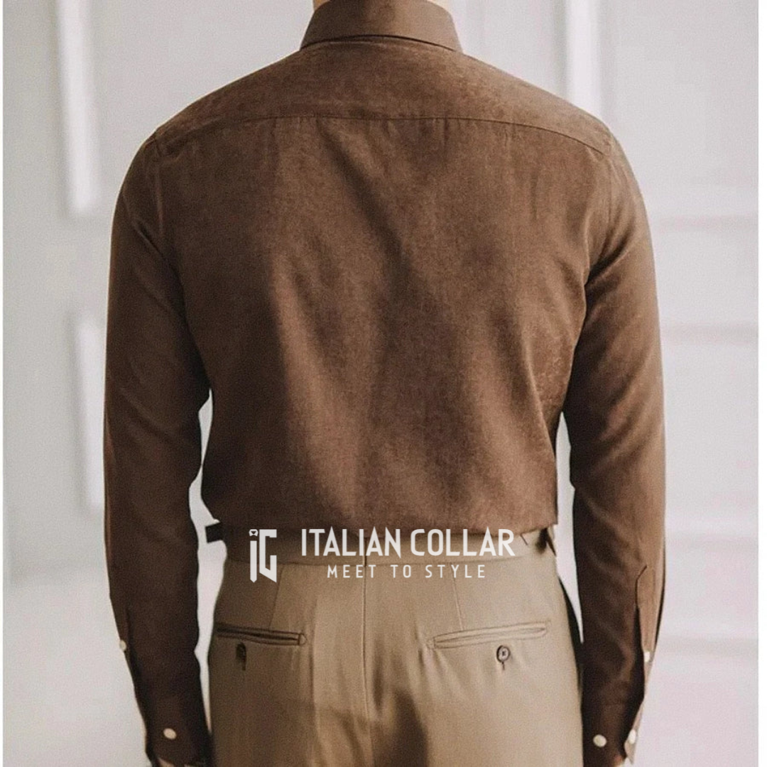 Coffee Old Money Buttoned Down Shirts By Italian Collar(Limited Edition)