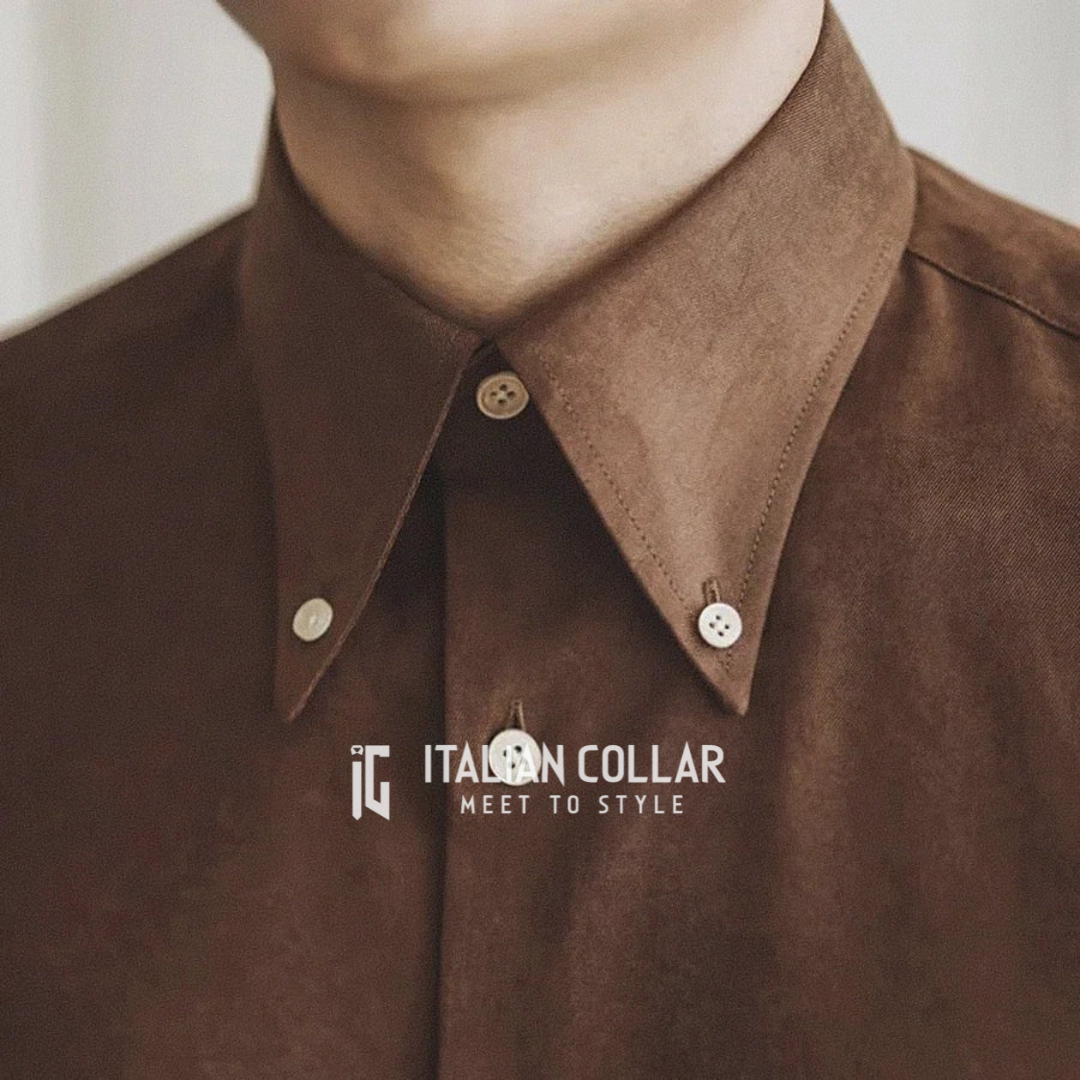 Coffee Old Money Buttoned Down Shirts By Italian Collar(Limited Edition)