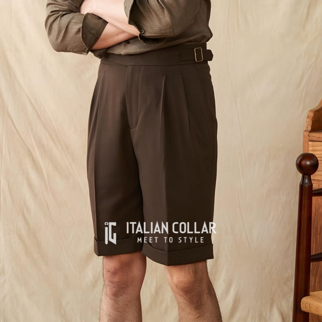 Coffee Classic Short Gurkha Pants By Italian Collar