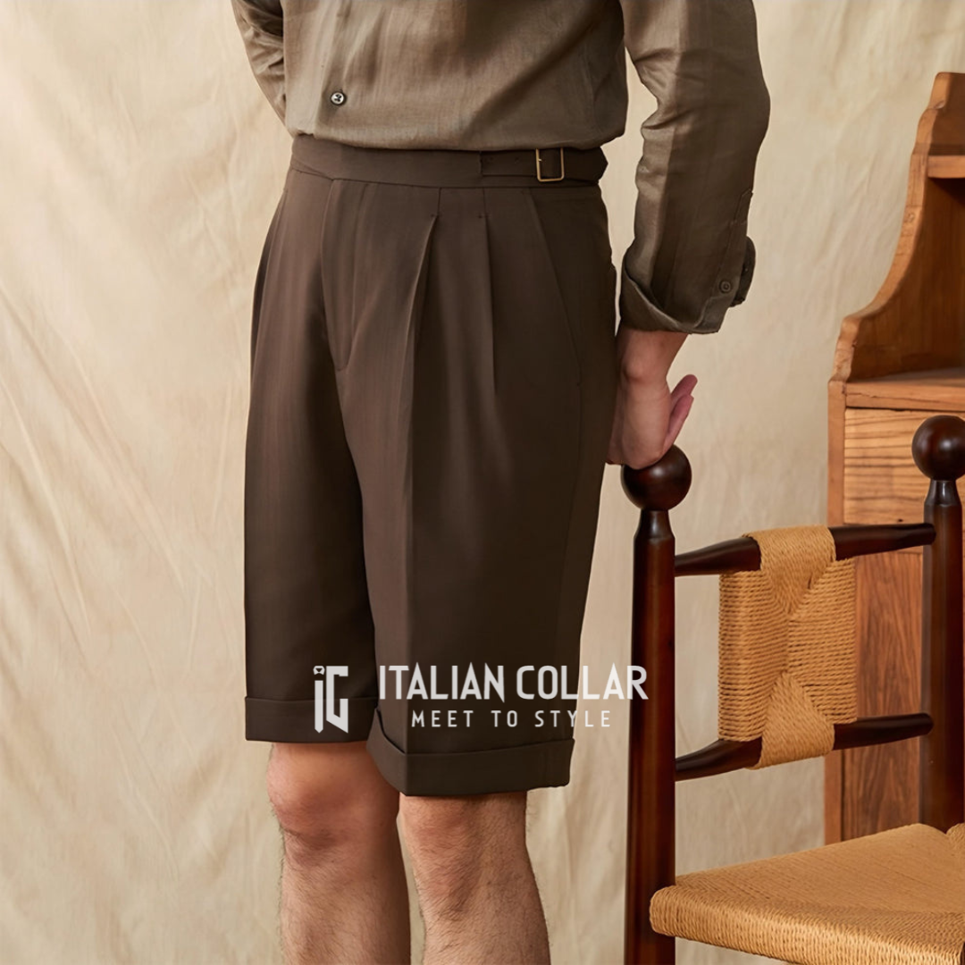 Coffee Classic Short Gurkha Pants By Italian Collar