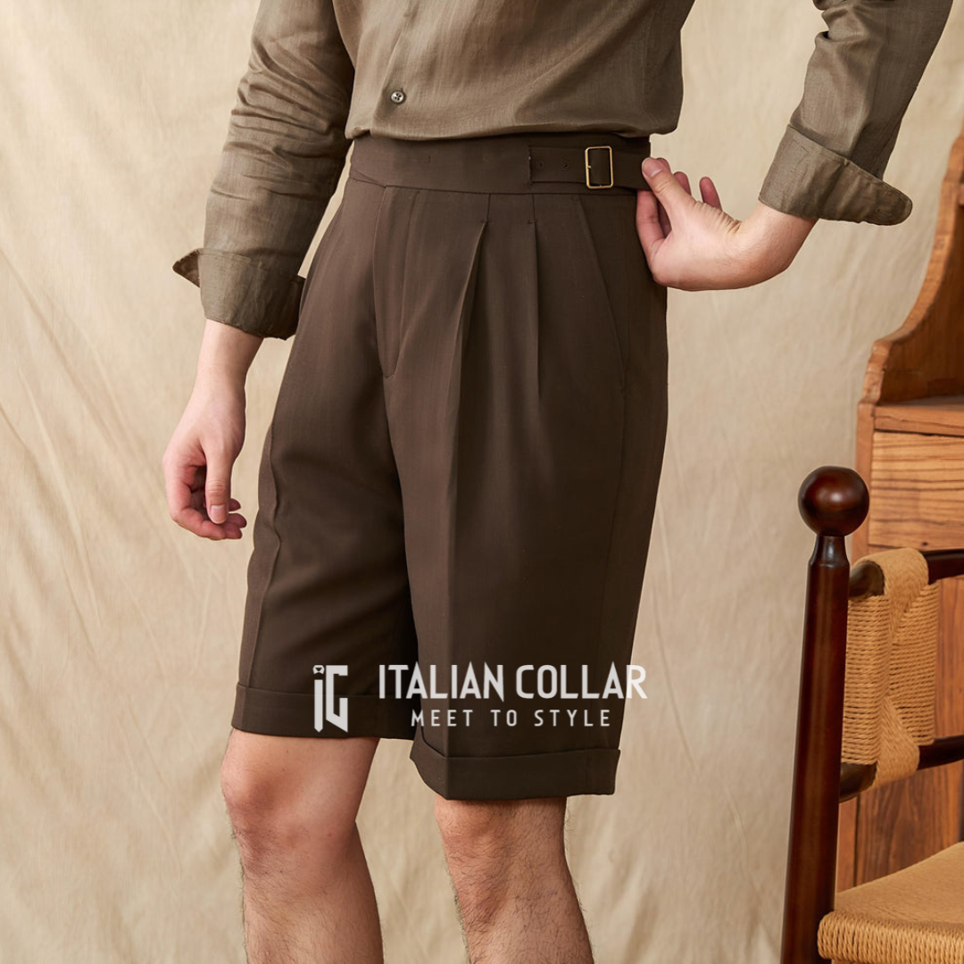 Coffee Classic Short Gurkha Pants By Italian Collar