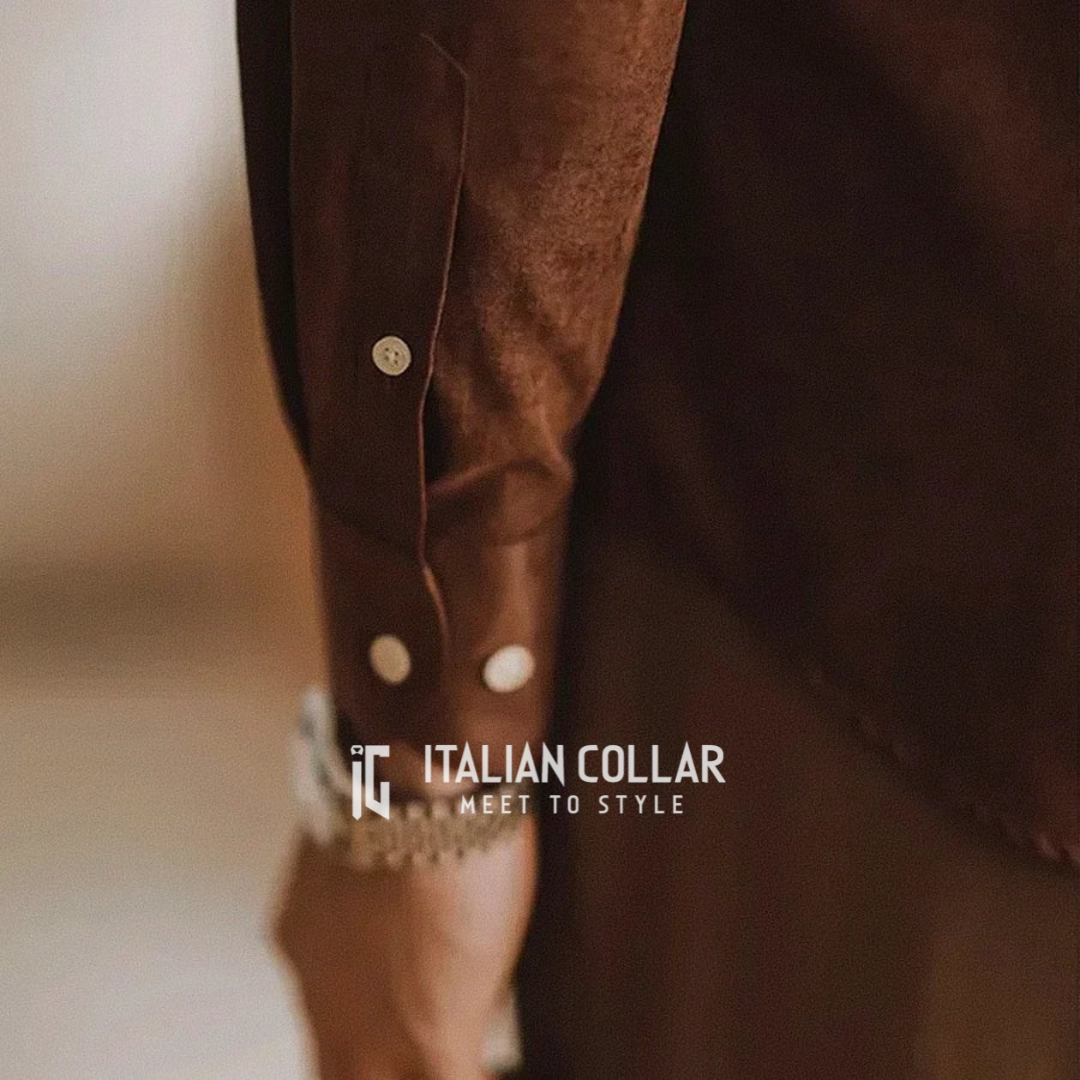 Coffee Old Money Buttoned Down Shirts By Italian Collar(Limited Edition)