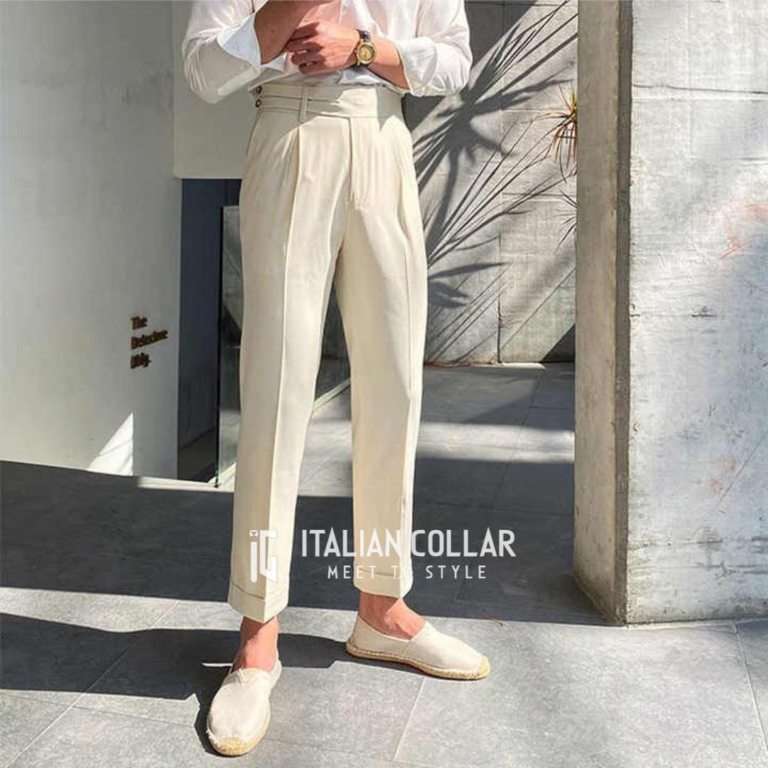 Cream Double Buttoned Gurkha Pant By Italian Collar