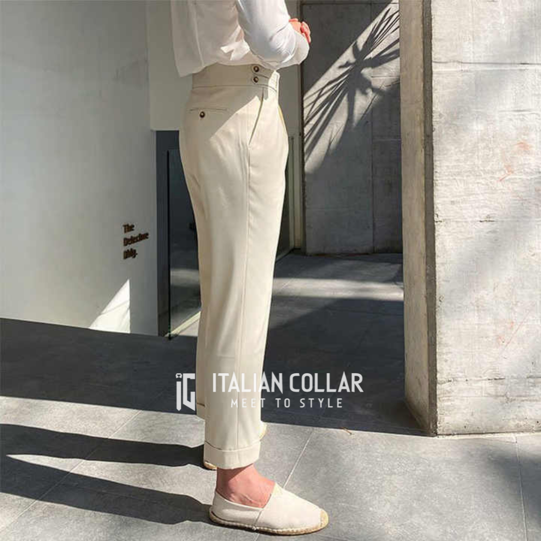 Cream Double Buttoned Gurkha Pant By Italian Collar