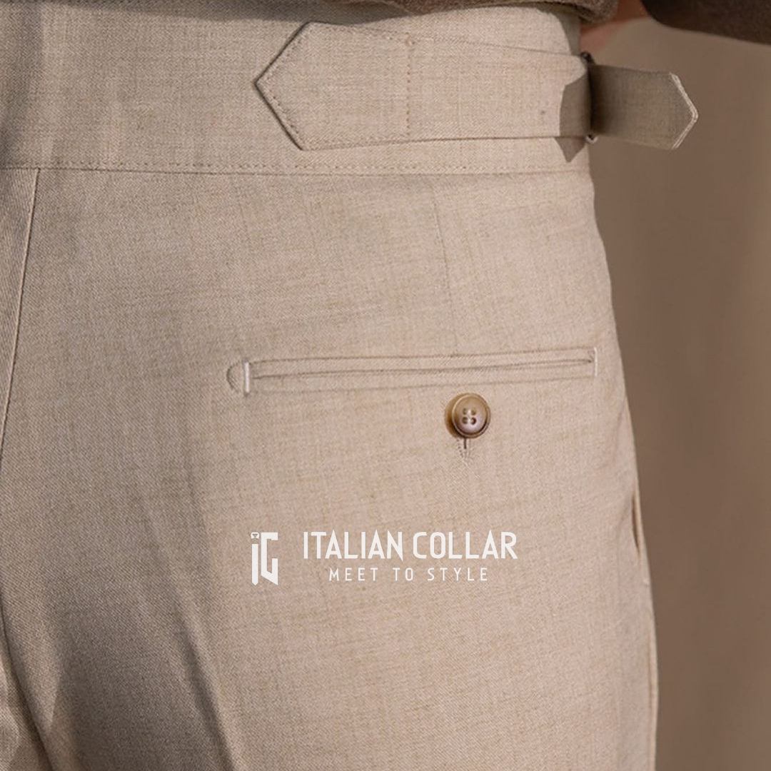 Beige Detachable Buckle Gurkha Pants By Italian Collar
