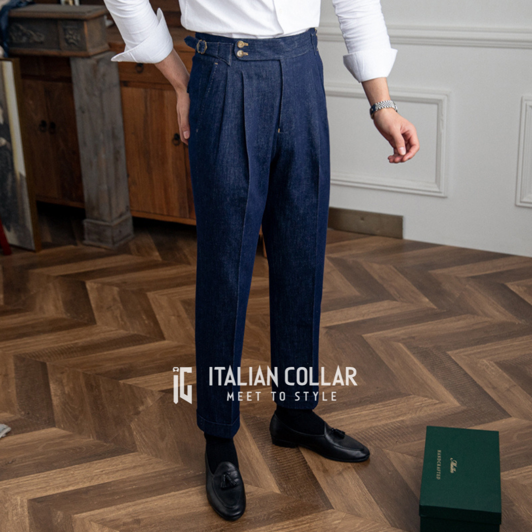 Dark Blue Italian Signature Denim Gurkha Pants