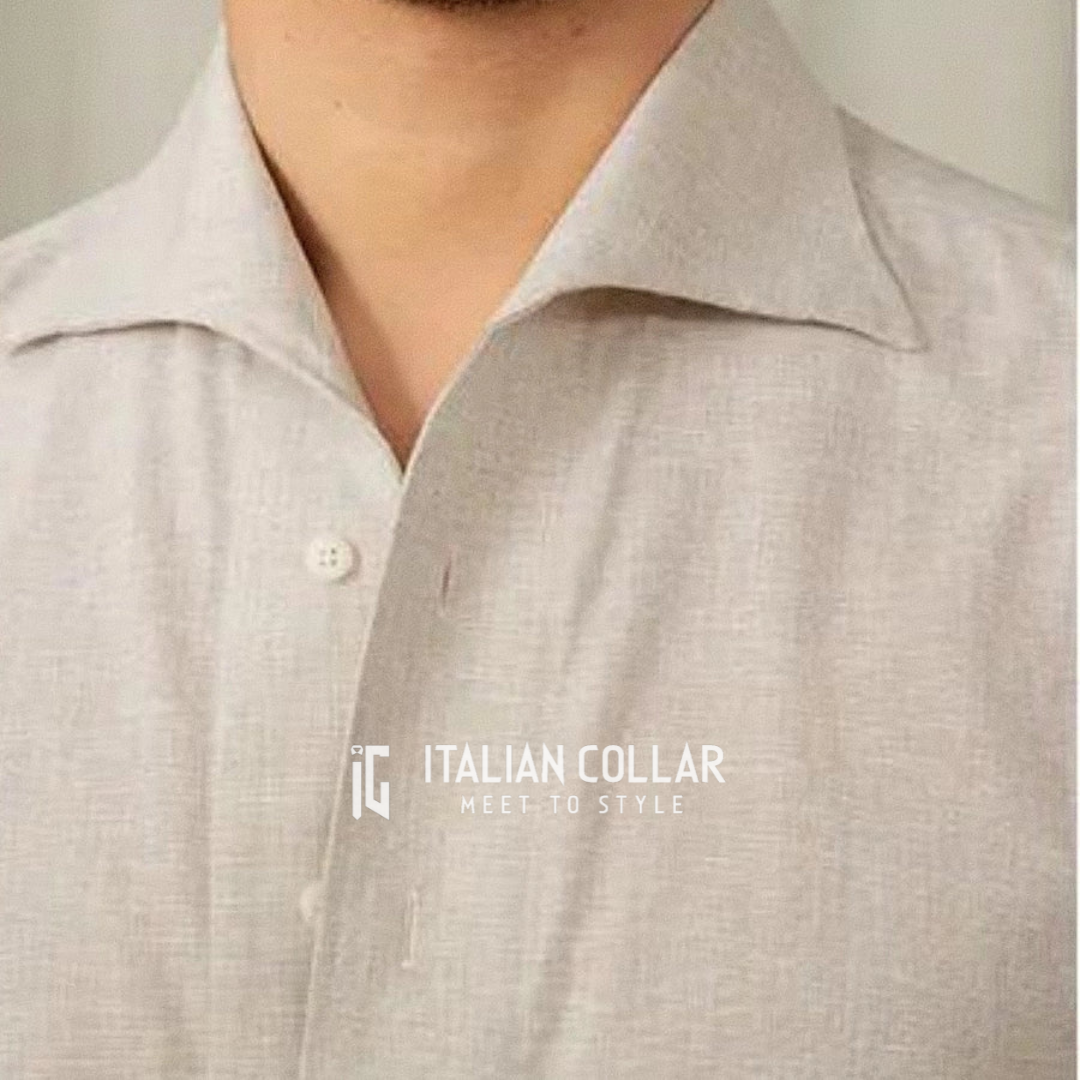 Erose Grey Shirt With Brown Italian Elegant Pants By Italian Collar