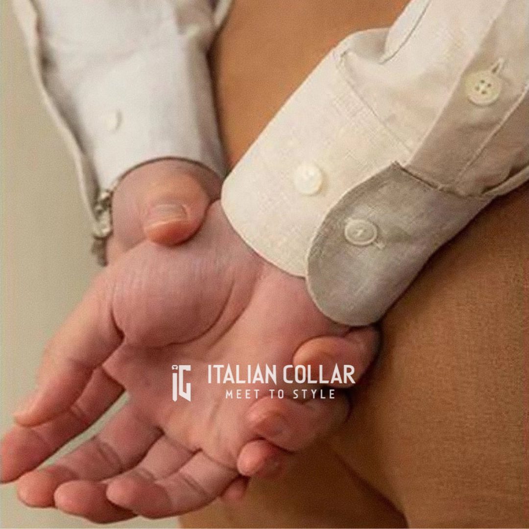 Erose Grey Shirt With Brown Italian Elegant Pants By Italian Collar