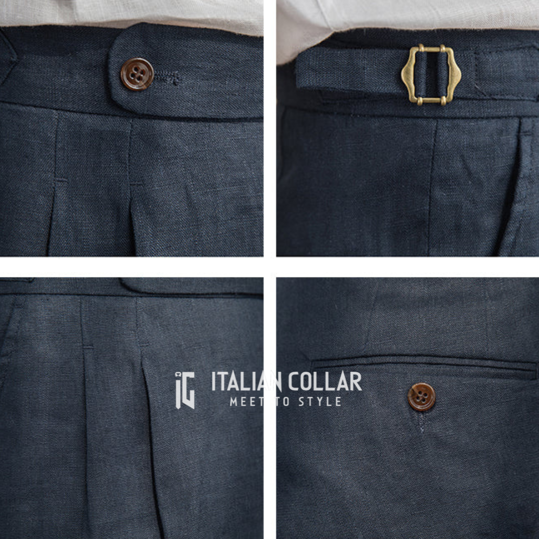 Navy Blue Short Gurkha Pants By Italian Collar