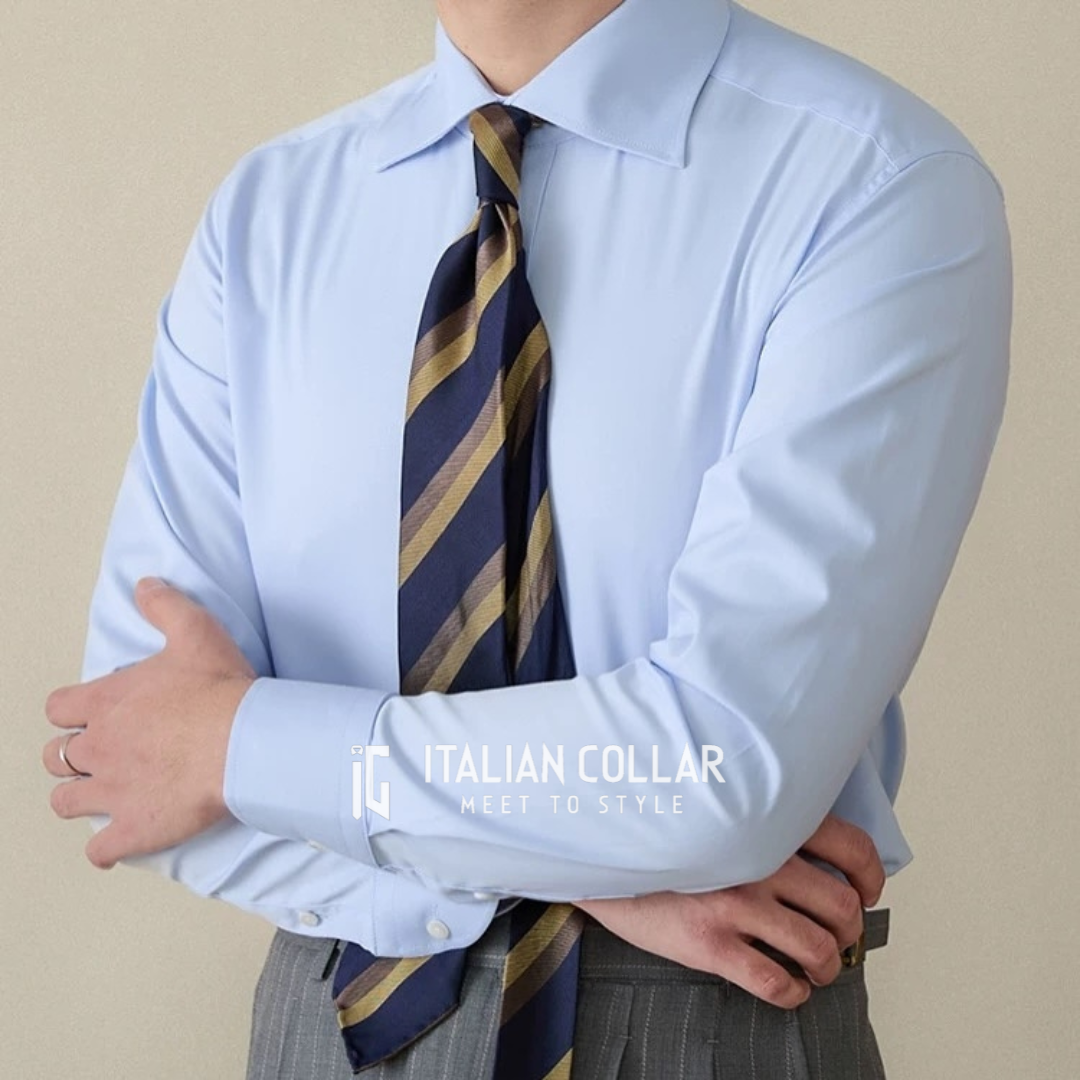 Sky Blue French Vintage Shirts By Italian Collar