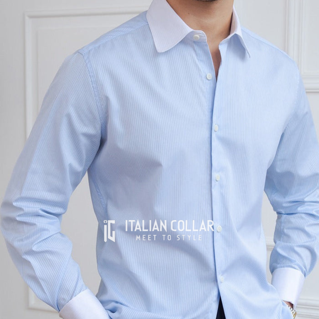 Sky Blue Italian Collar Shirts By Italian Collar