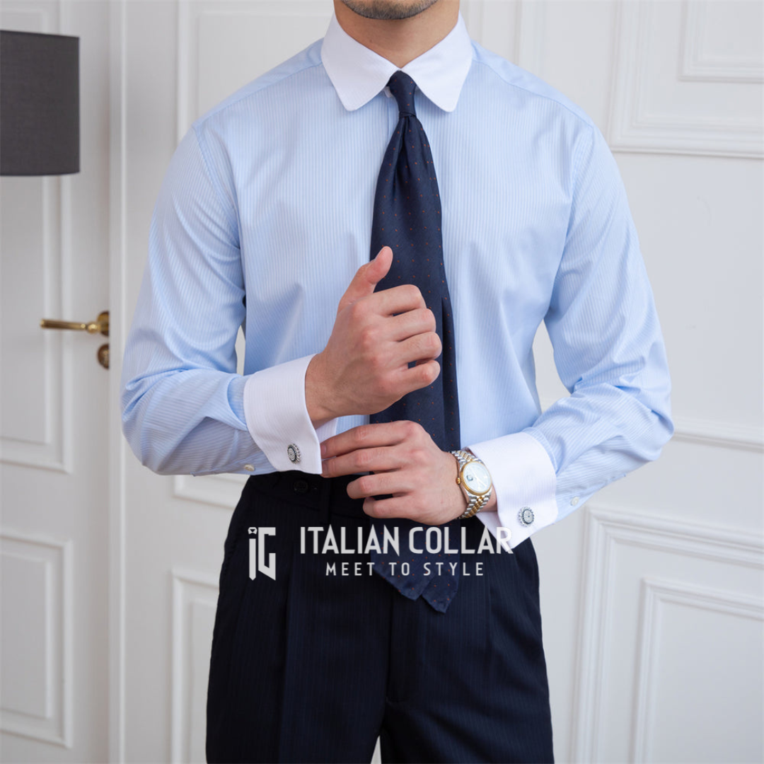 Sky Blue Italian Collar Shirts By Italian Collar