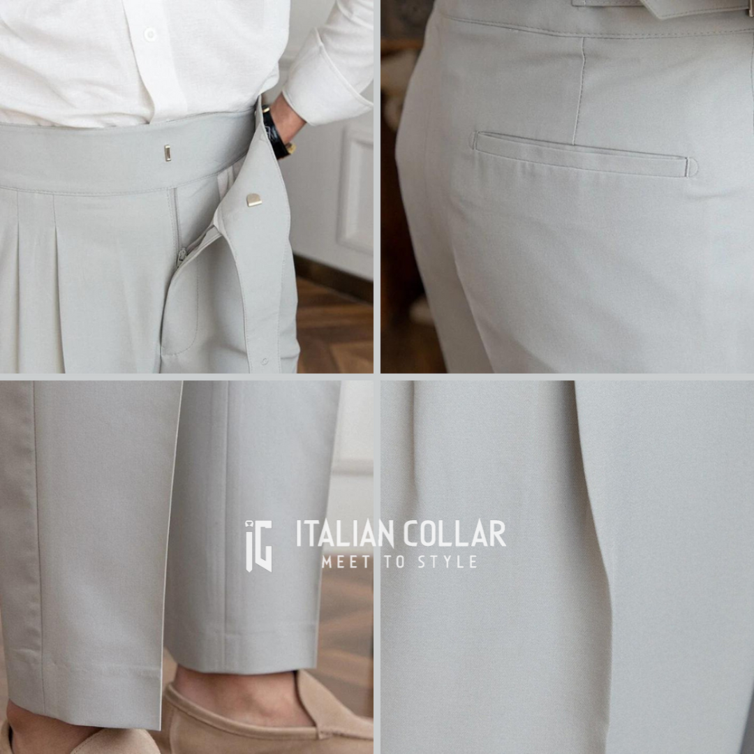 Ash Gray Classic Buckle Gurkha Pants By Italian Collar