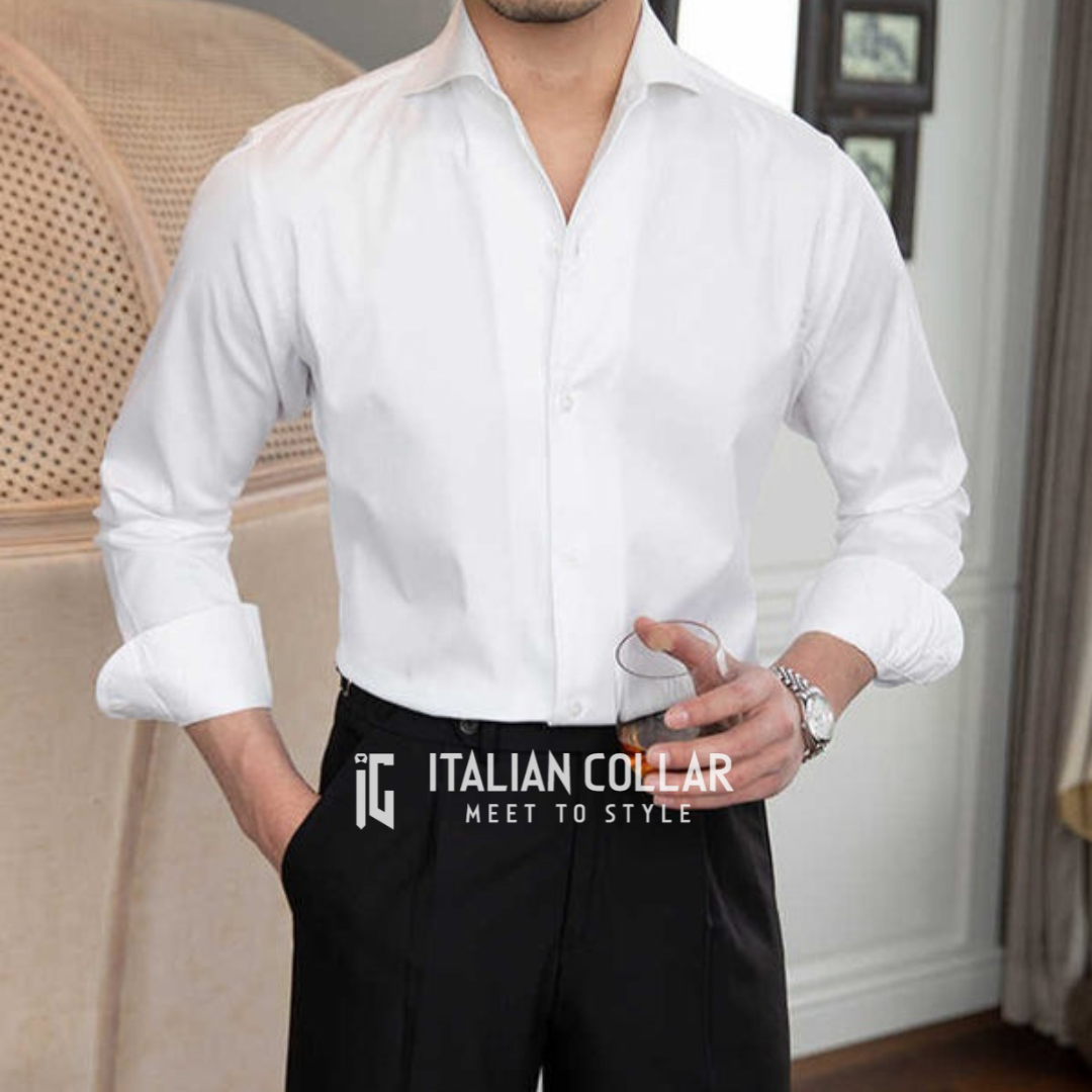 White Old Money Buttoned Down Shirts By Italian Collar