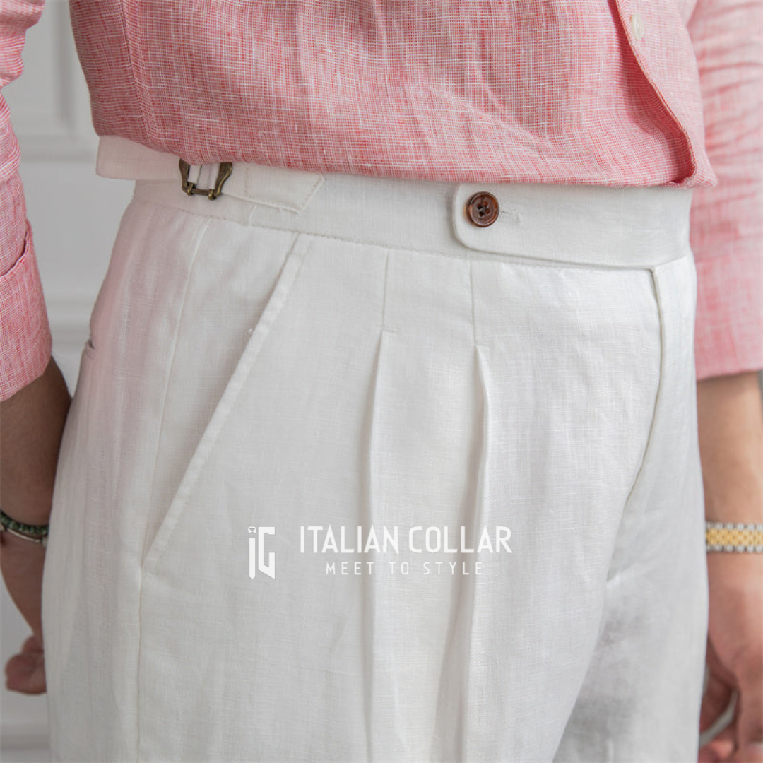 White Short Gurkha Pants By Italian Collar