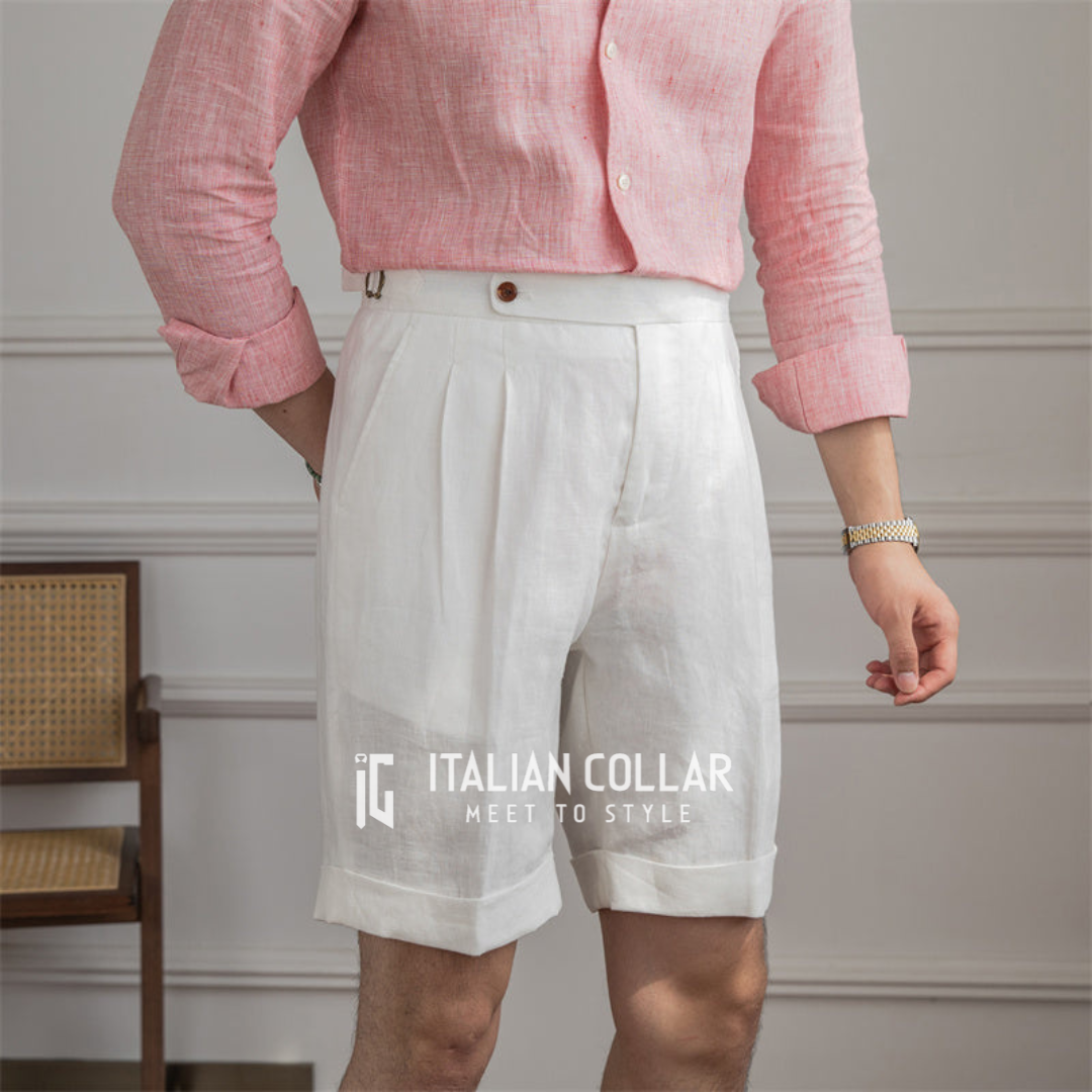 White Short Gurkha Pants By Italian Collar