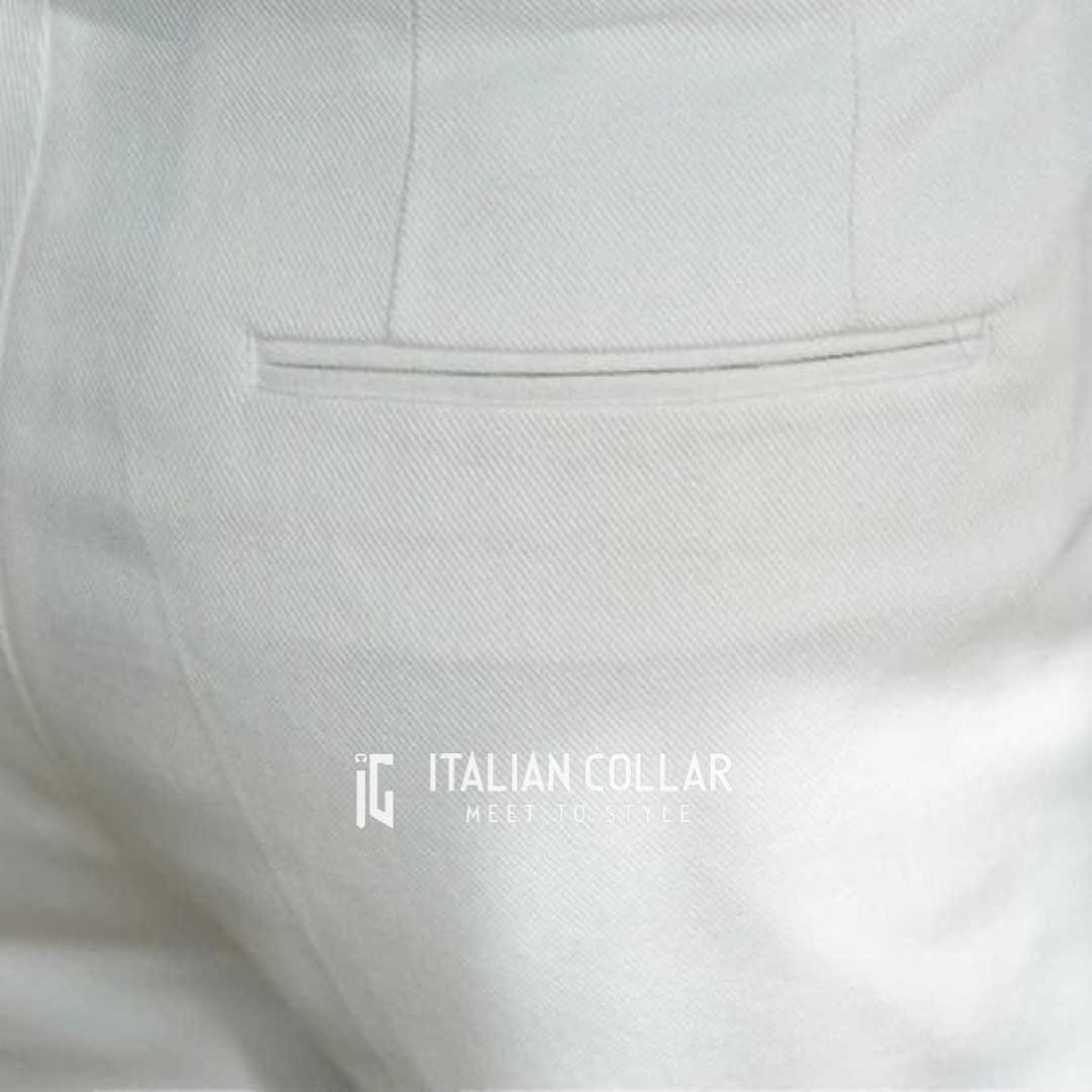 White Signature Buttoned Gurkha Pants By Italian Collar