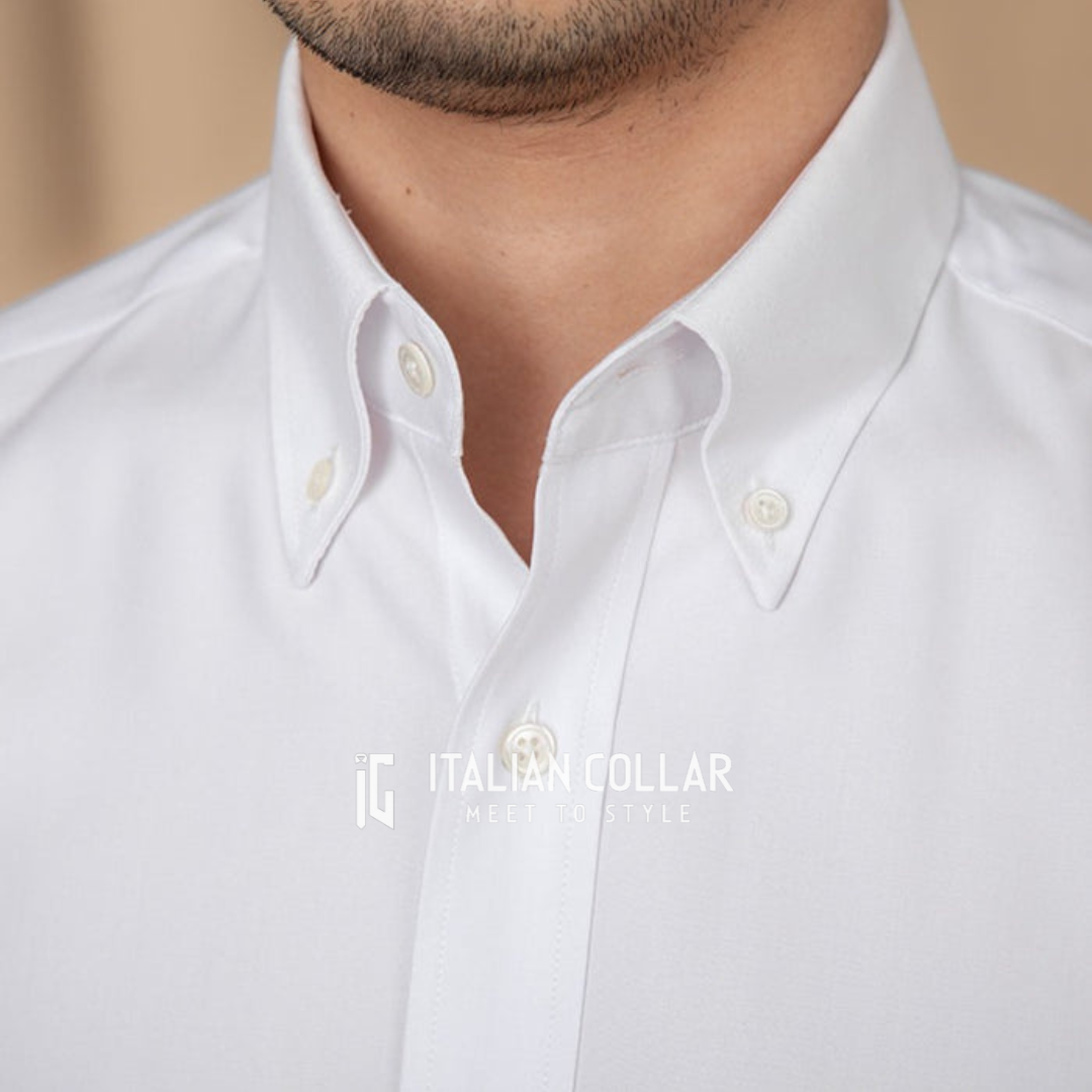 White Old Money Buttoned Down Shirts By Italian Collar
