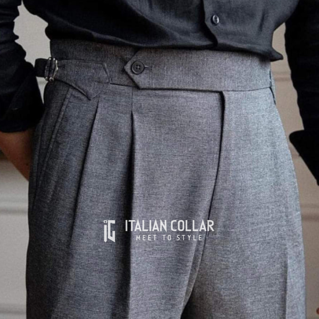 Deep Gray Italian Signature Formal Gurkha Pants By Italian Collar
