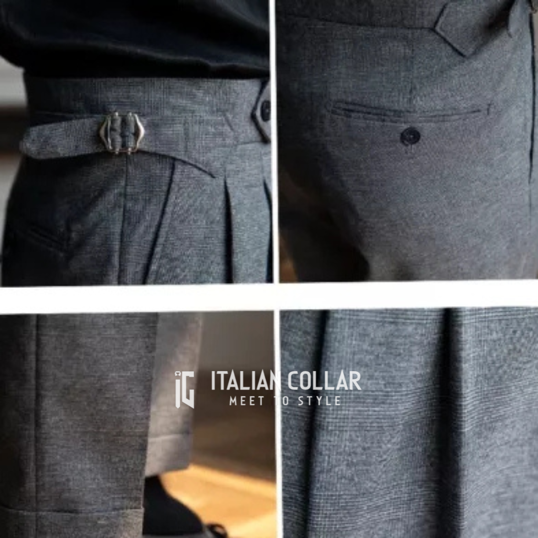 Deep Gray Italian Signature Formal Gurkha Pants By Italian Collar