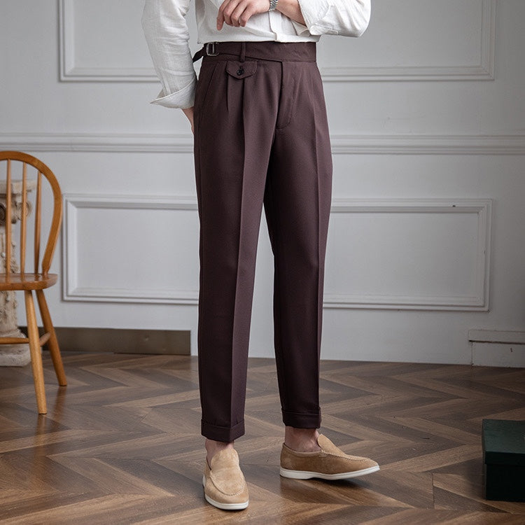 Coffee Detachable Buckle Gurkha Pants By Italian Collar