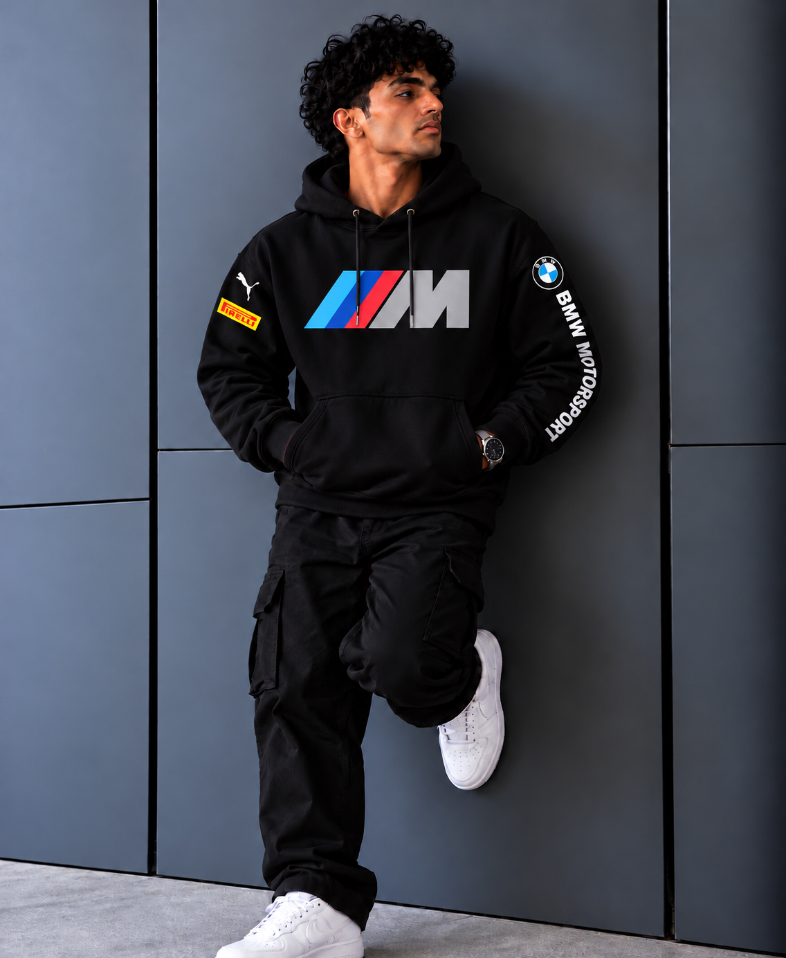 BMW M Motorsport Black Oversized Graphic Hoodie