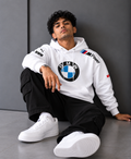 BMW Motorsport Inspired White Oversized Hoodie – M Power Edition