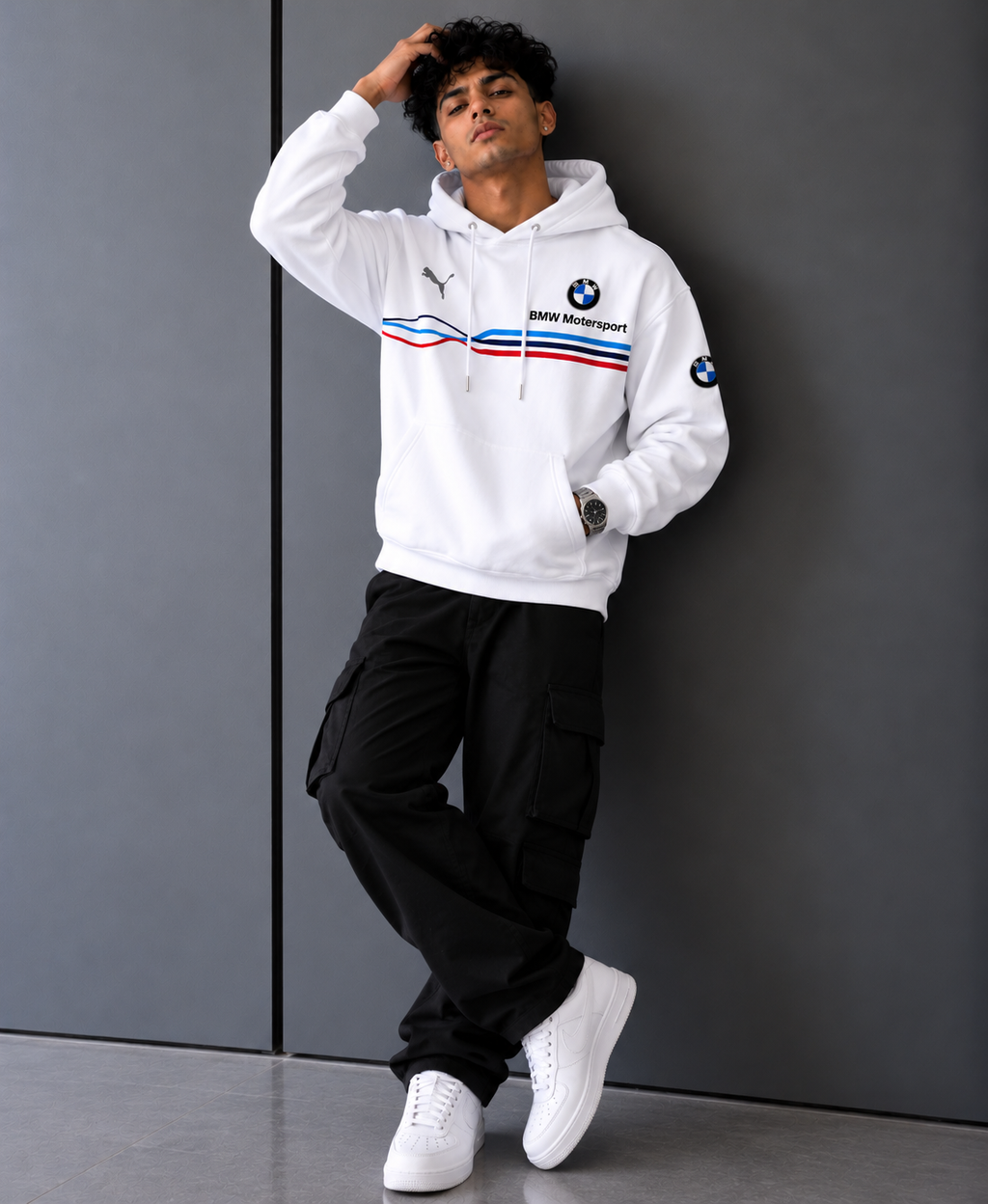 BMW M APEX White Stripe Oversized Hoodie