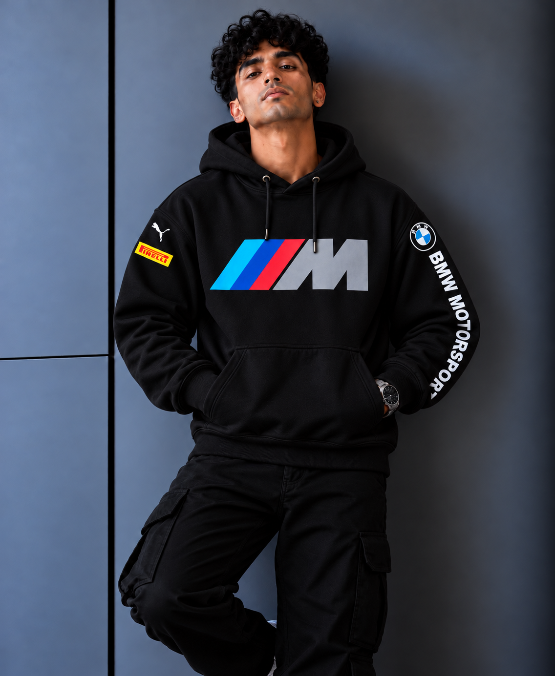 BMW M Motorsport Black Oversized Graphic Hoodie