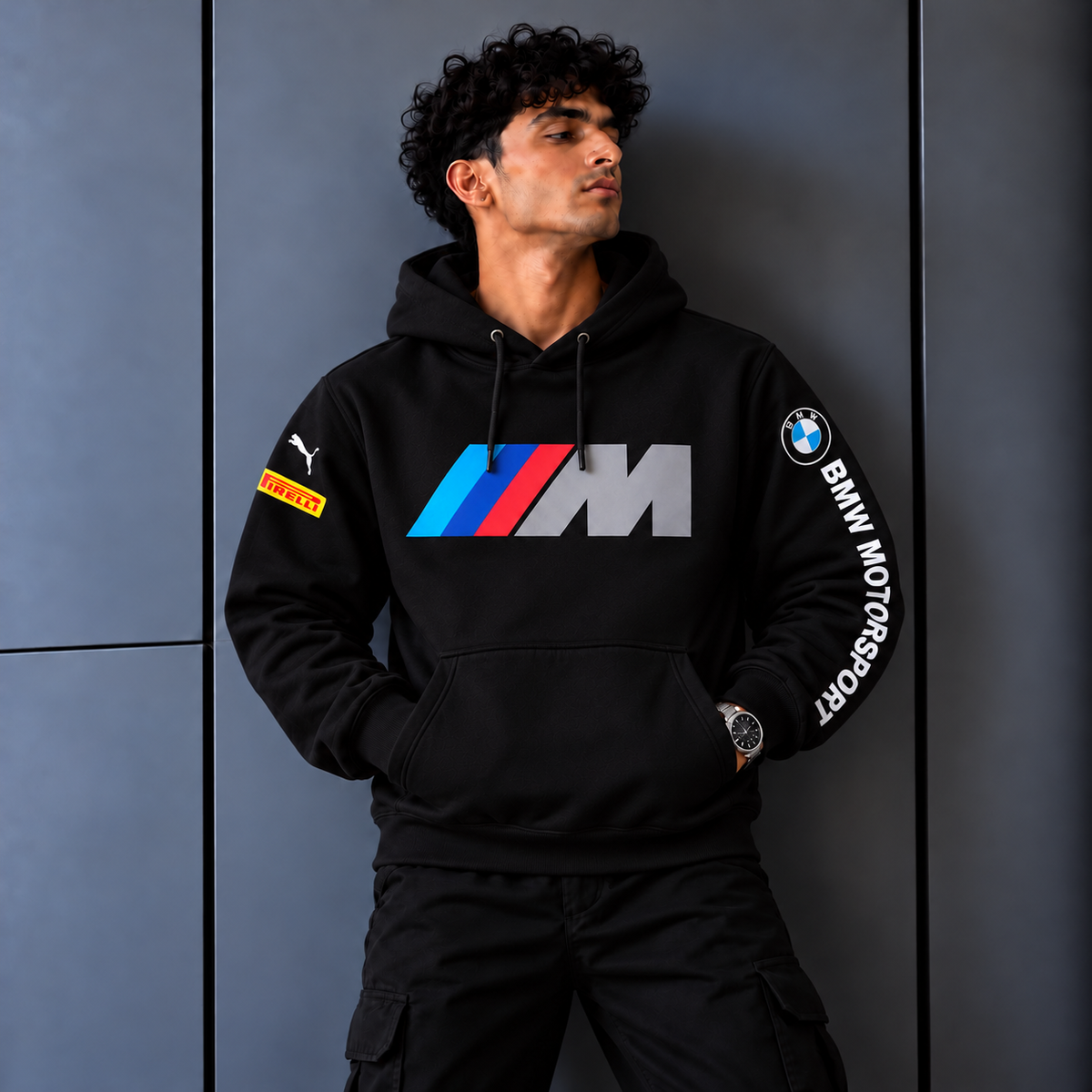 BMW M Motorsport Black Oversized Graphic Hoodie