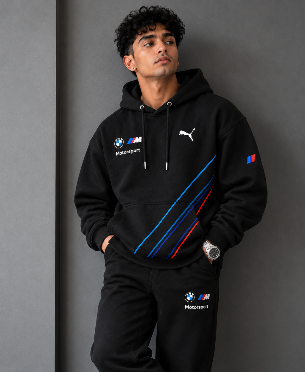BMW Shadow Apex Motorsport Inspired Black Oversized Hoodie