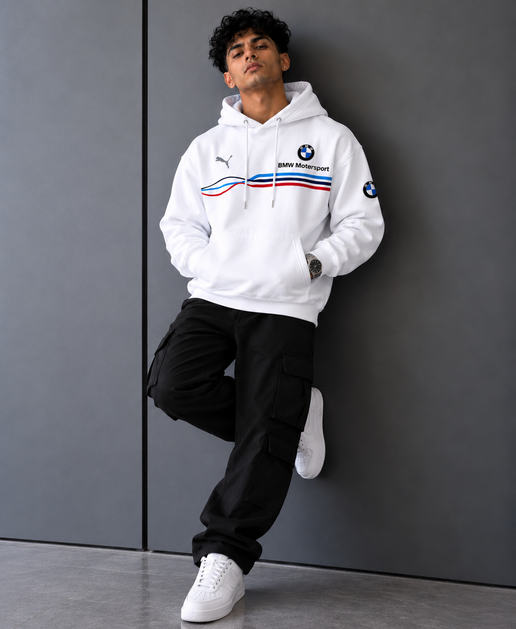 BMW M APEX White Stripe Oversized Hoodie