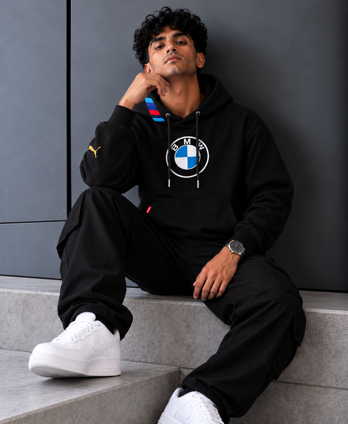 BMW M Power Logo Black Motorsport Hoodie