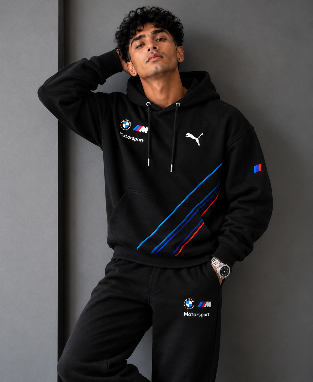 BMW Shadow Apex Motorsport Inspired Black Oversized Hoodie
