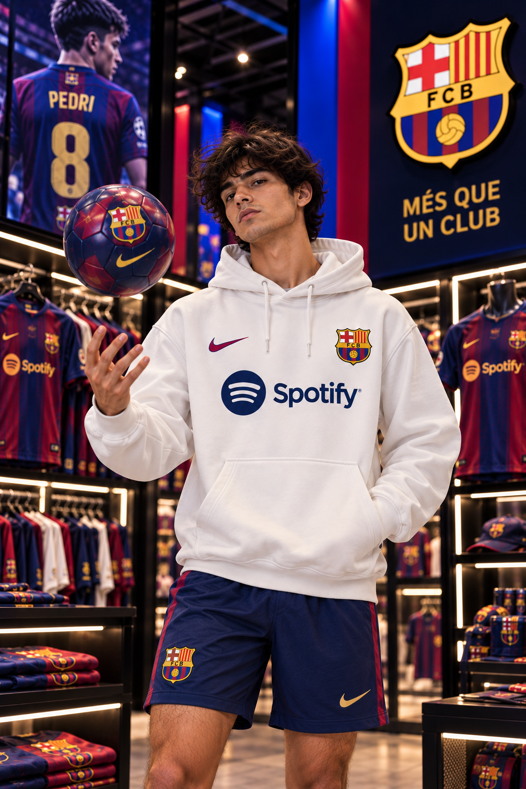 Barcelona White Football Hoodie