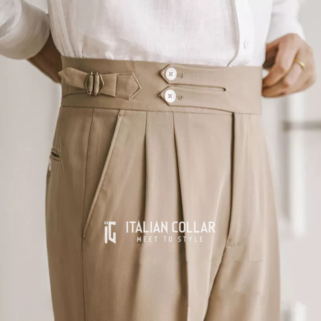 Beige Double Buttoned Gurkha Pant By Italian Collar