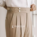 Beige Double Buttoned Gurkha Pant By Italian Collar