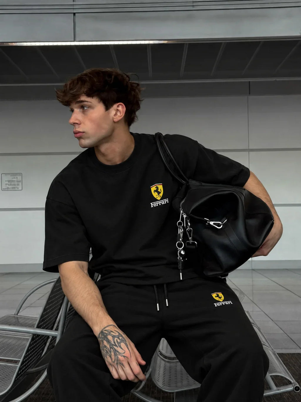 Ferrari Racing Black Tracksuit Set