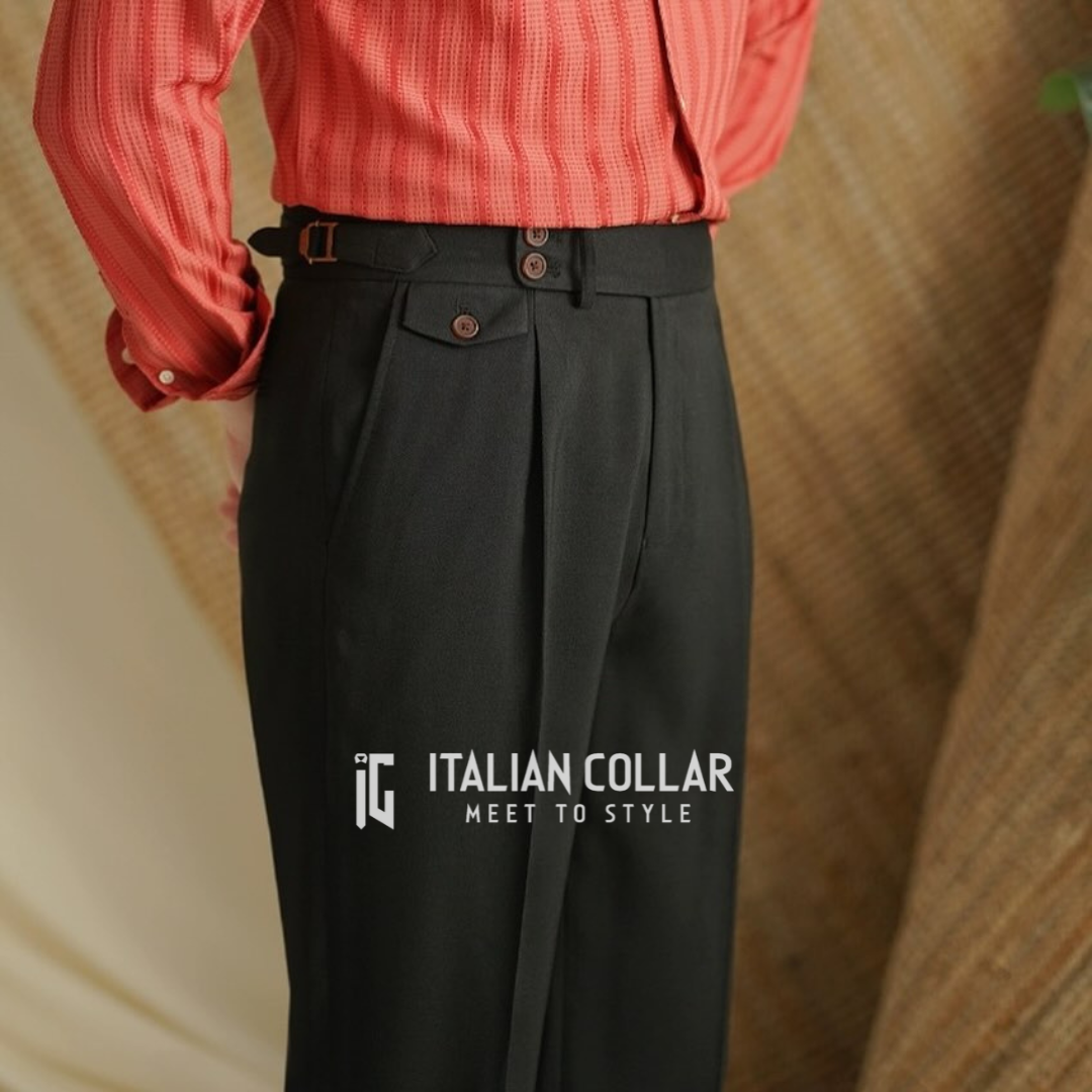 Black Flap Signature Gurkha Pants By Italian Collar