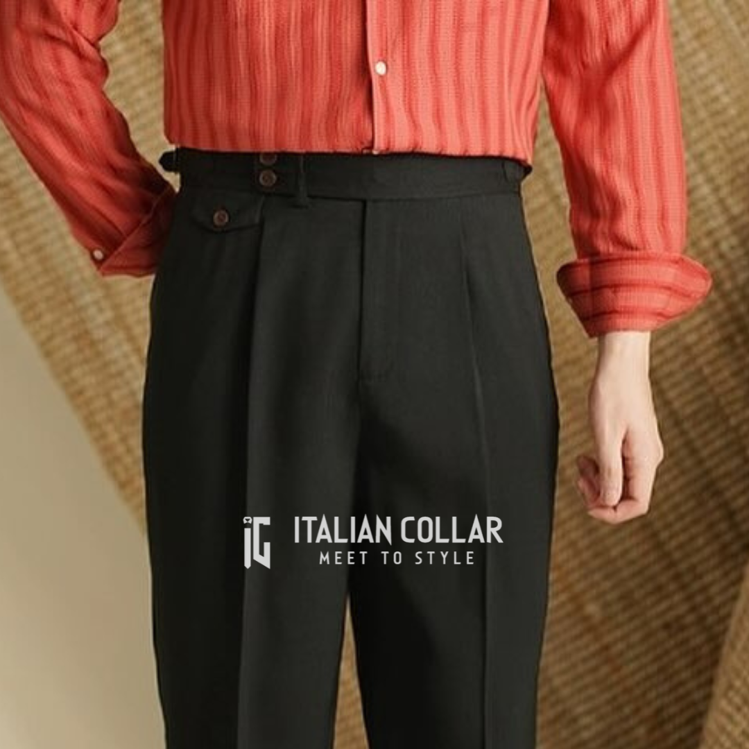 Black Flap Signature Gurkha Pants By Italian Collar