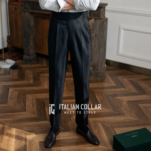 Black Classic Buckle Gurkha Pants By Italian Collar