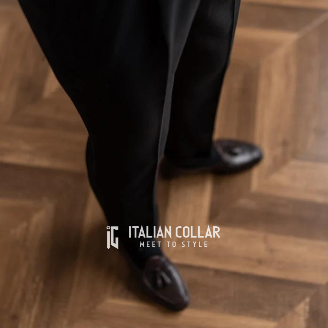 Black Italian Exotic Gurkha Pants By Italian Collar