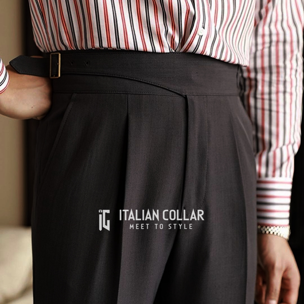 Black Italian Exotic Gurkha Pants By Italian Collar