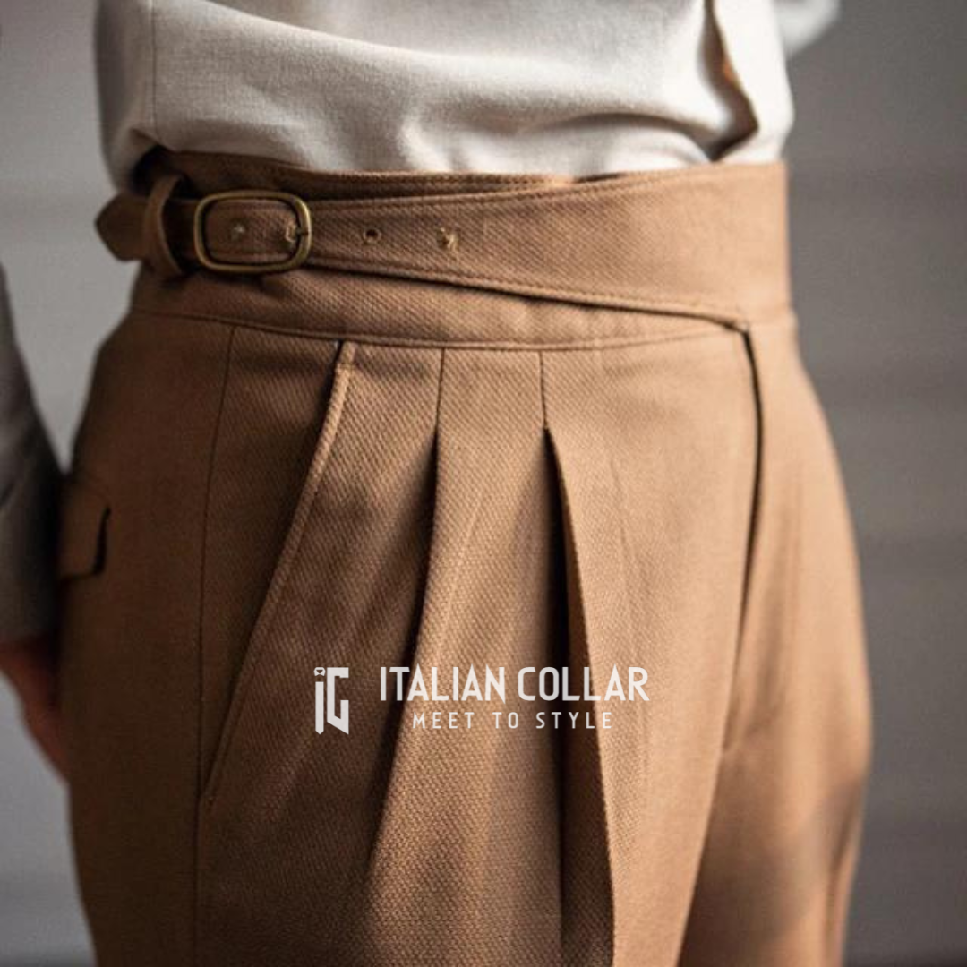 Brown Classic Buckle Gurkha Pants By Italian Collar
