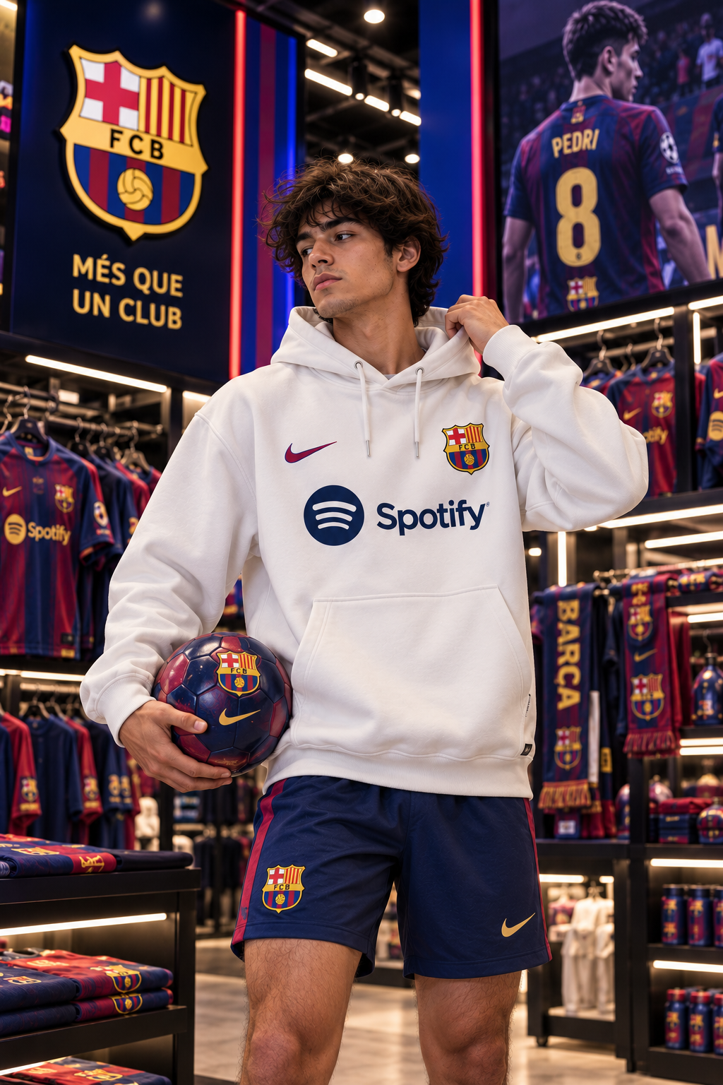 Barcelona White Football Hoodie